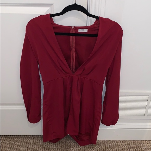 Tobi Pants - Deep V Maroon Tobi Romper